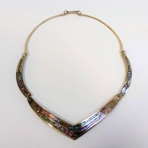 Silver and Abalone Taxco Mexico Necklace